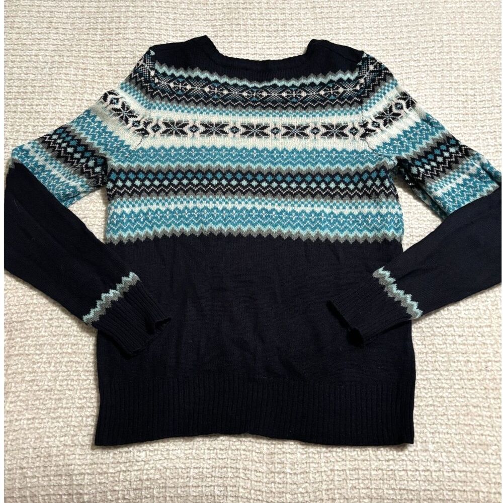 The Limited Wool Fair Isle‎ Jeweled Sweater Crewneck Cozy Winter Size M - Picture 5 of 7
